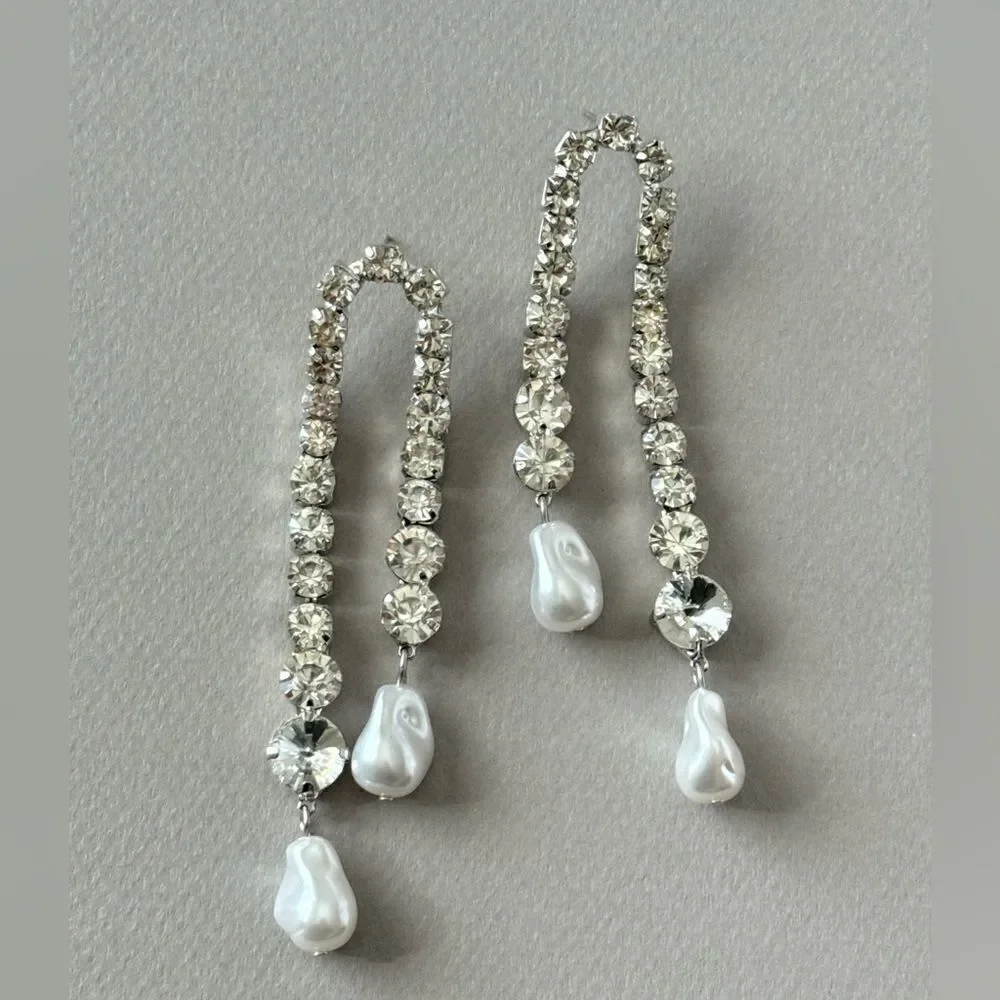 rhinestone drop earrings A779